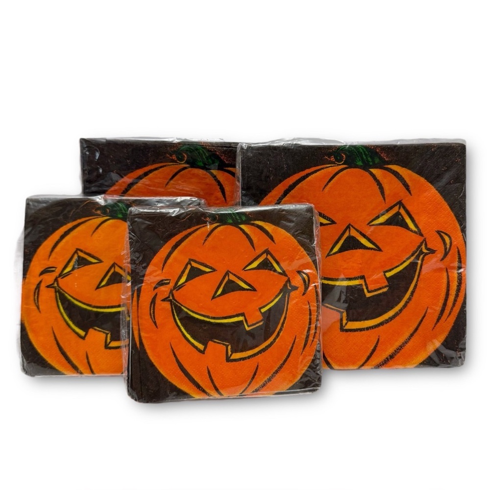 Vintage Trend Setters Jack-o'-lantern Pumpkin Paper Napkins Lot Of 4 Packages